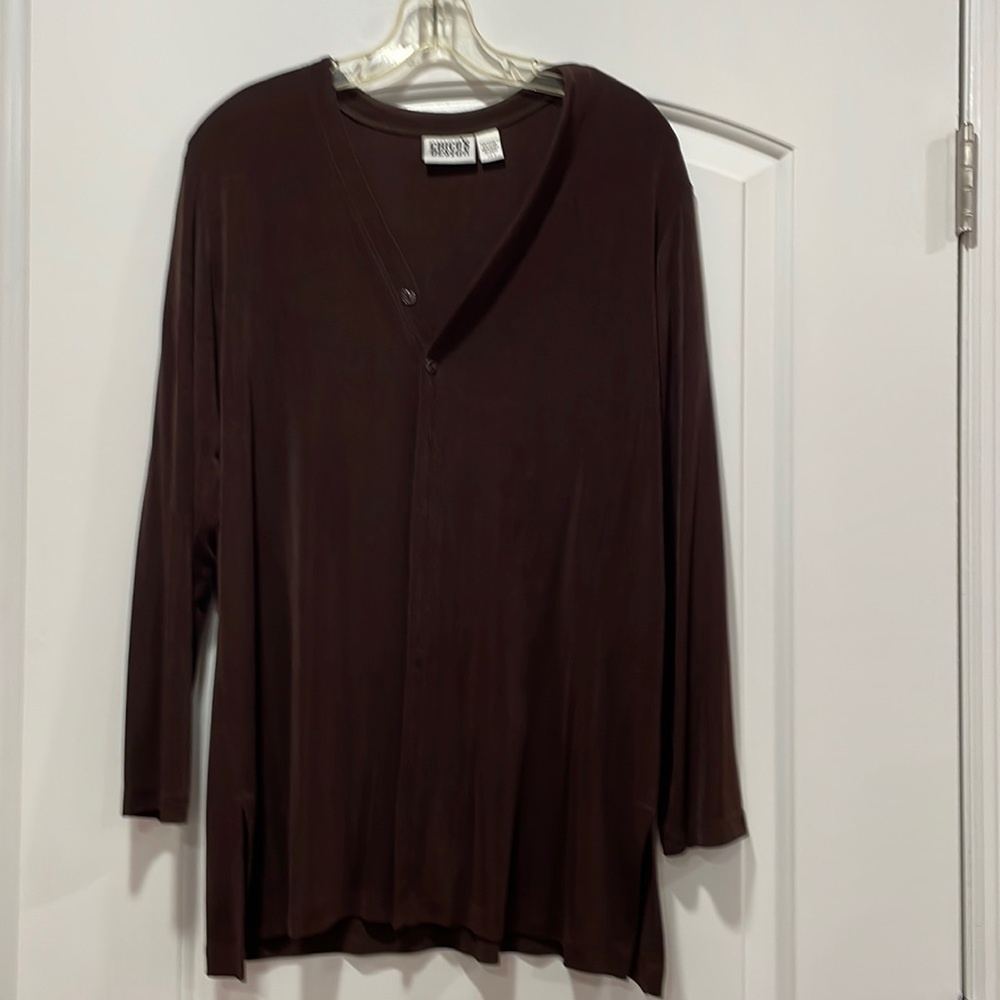 Chicos long pants jacket size 2 in brown
